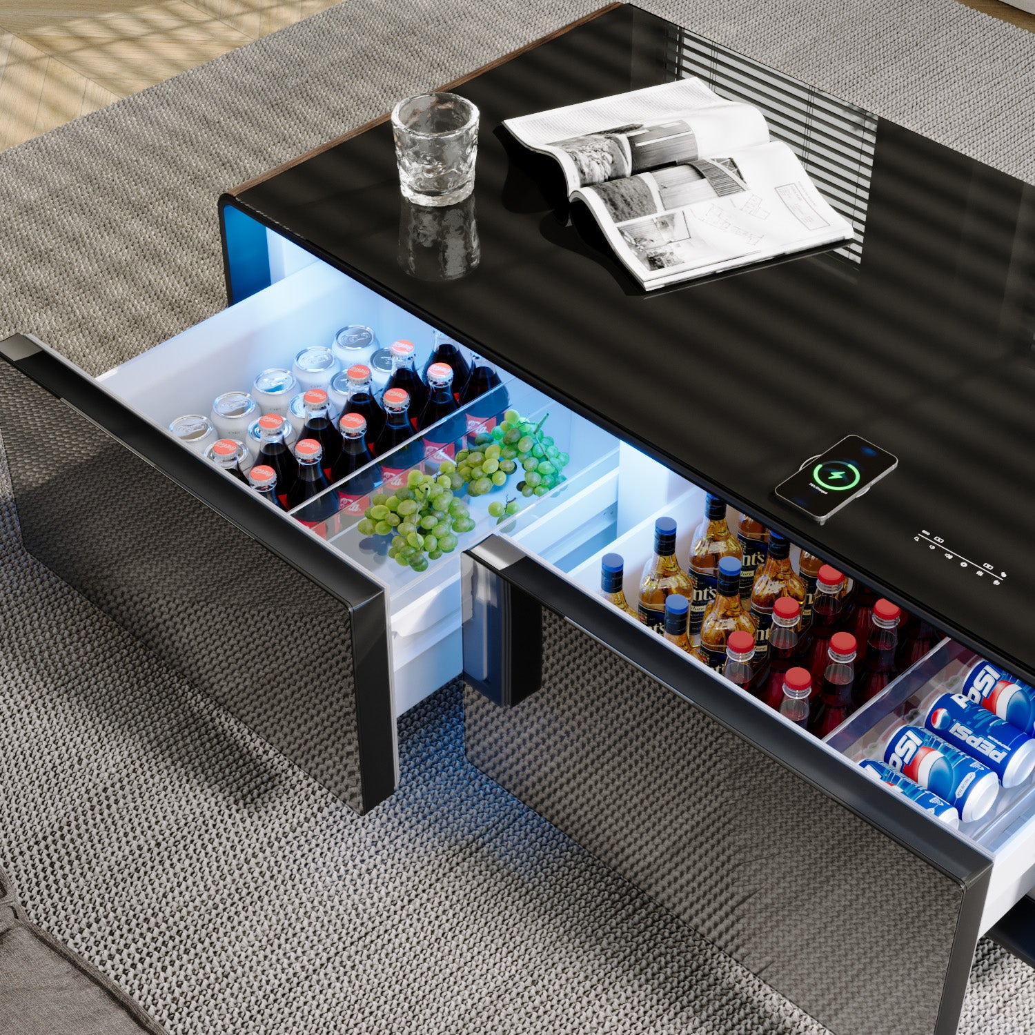ST135Pro Smart Coffee Table Wooden|Refrigerated, Wireless Charging, Minimalist