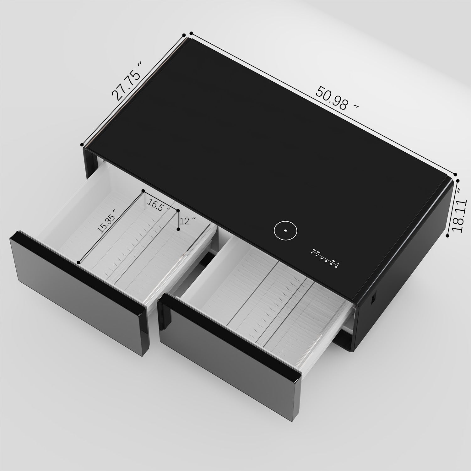 ST135Pro Smart Coffee Table Black|Refrigerated, Wireless Charging, Minimalist