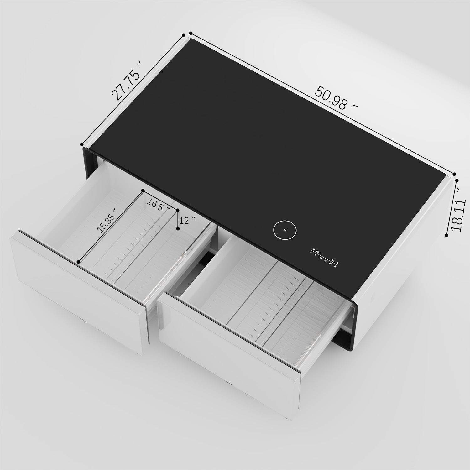 ST135Pro Smart Coffee Table White&Black|Refrigerated, Wireless Charging, Minimalist
