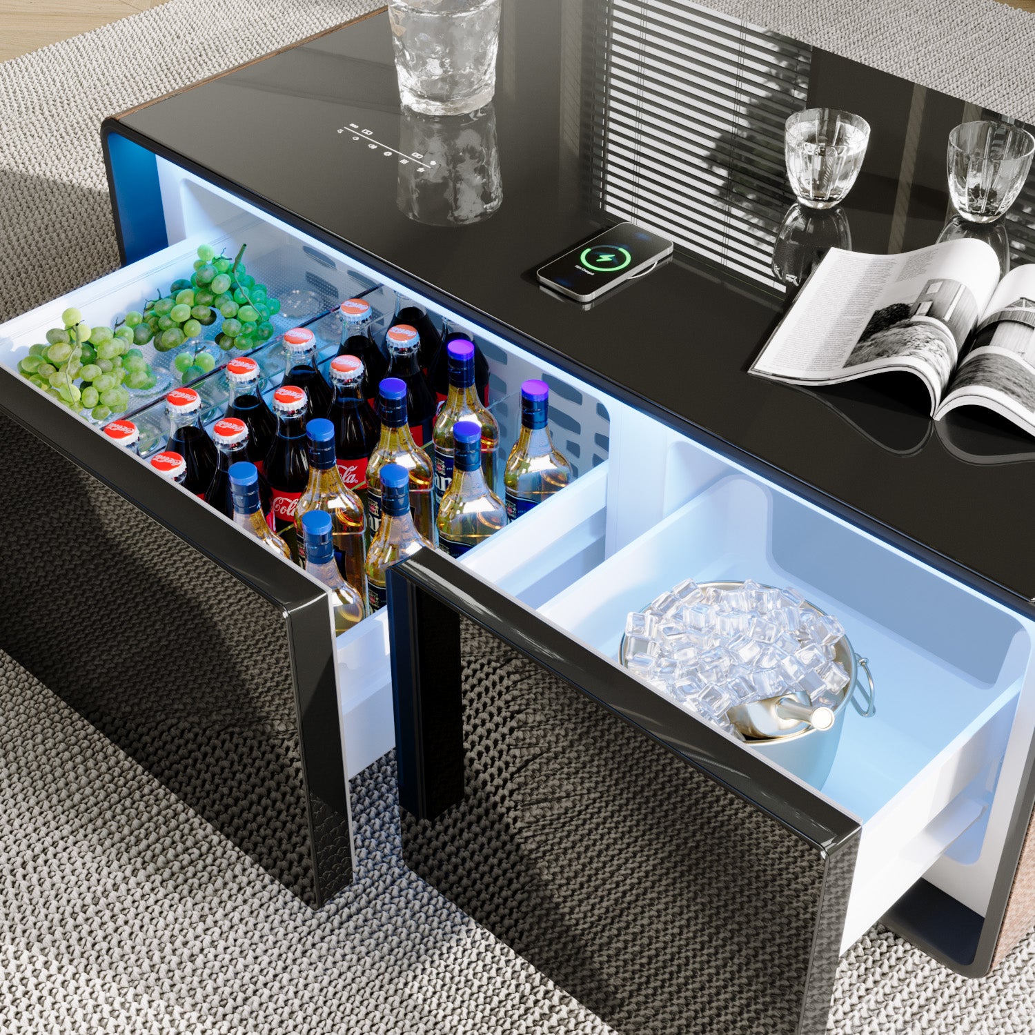 ST90Pro Smart Coffee Table Wooden|Refrigerated, Frozen, Wireless Charging, Minimalist