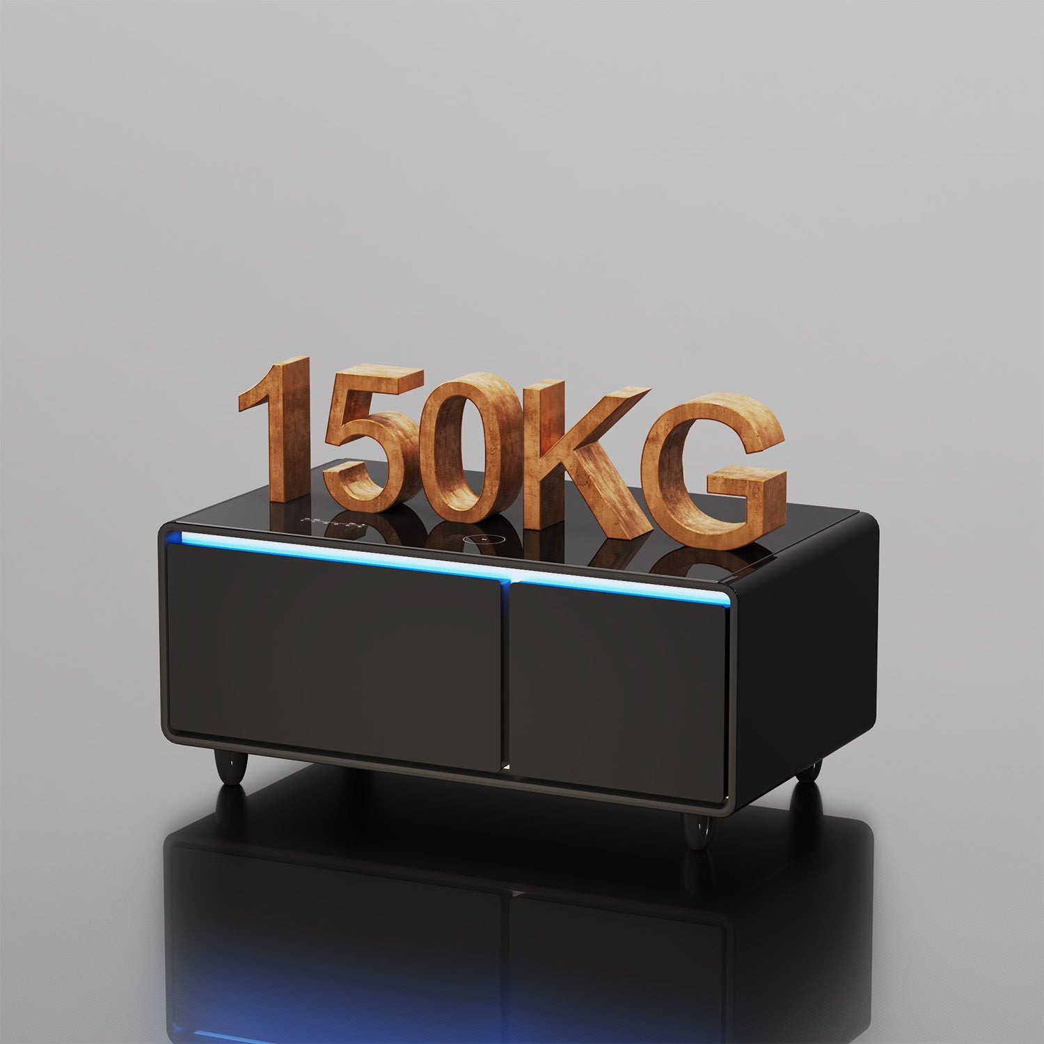 ST90Pro Smart Coffee Table Black|Refrigerated, Frozen, Wireless Charging, Minimalist