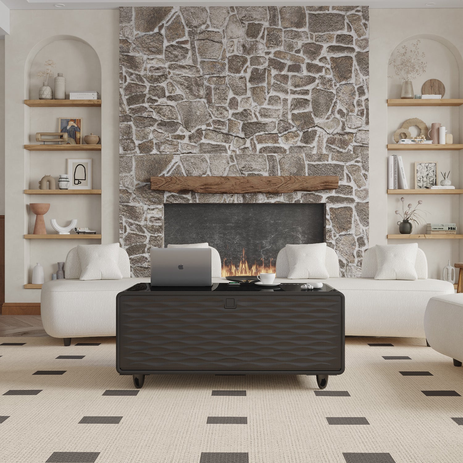 ST90Pro Smart Coffee Table Black|Refrigerated, Frozen, Wireless Charging, Minimalist