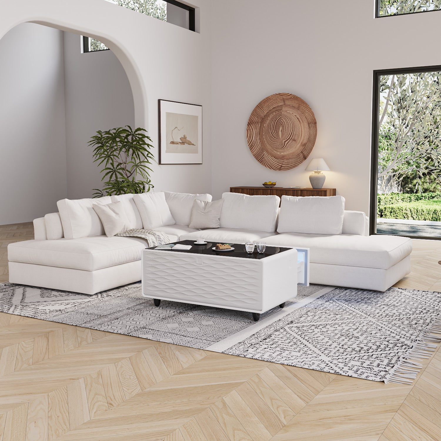 ST90Pro Smart Coffee Table White&Black|Refrigerated, Frozen, Wireless Charging, Minimalist
