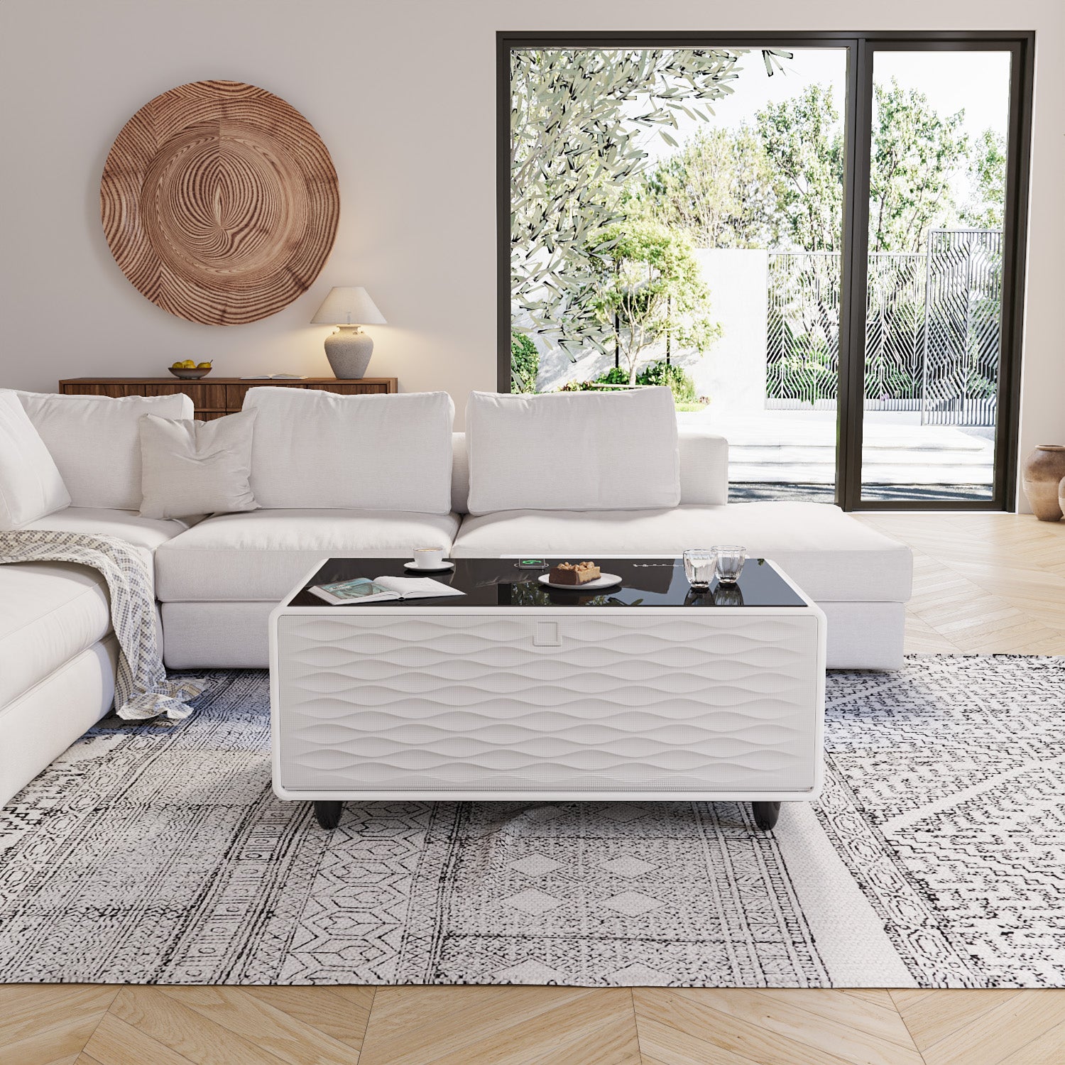 Table basse intelligente ST90Pro blanche et noire